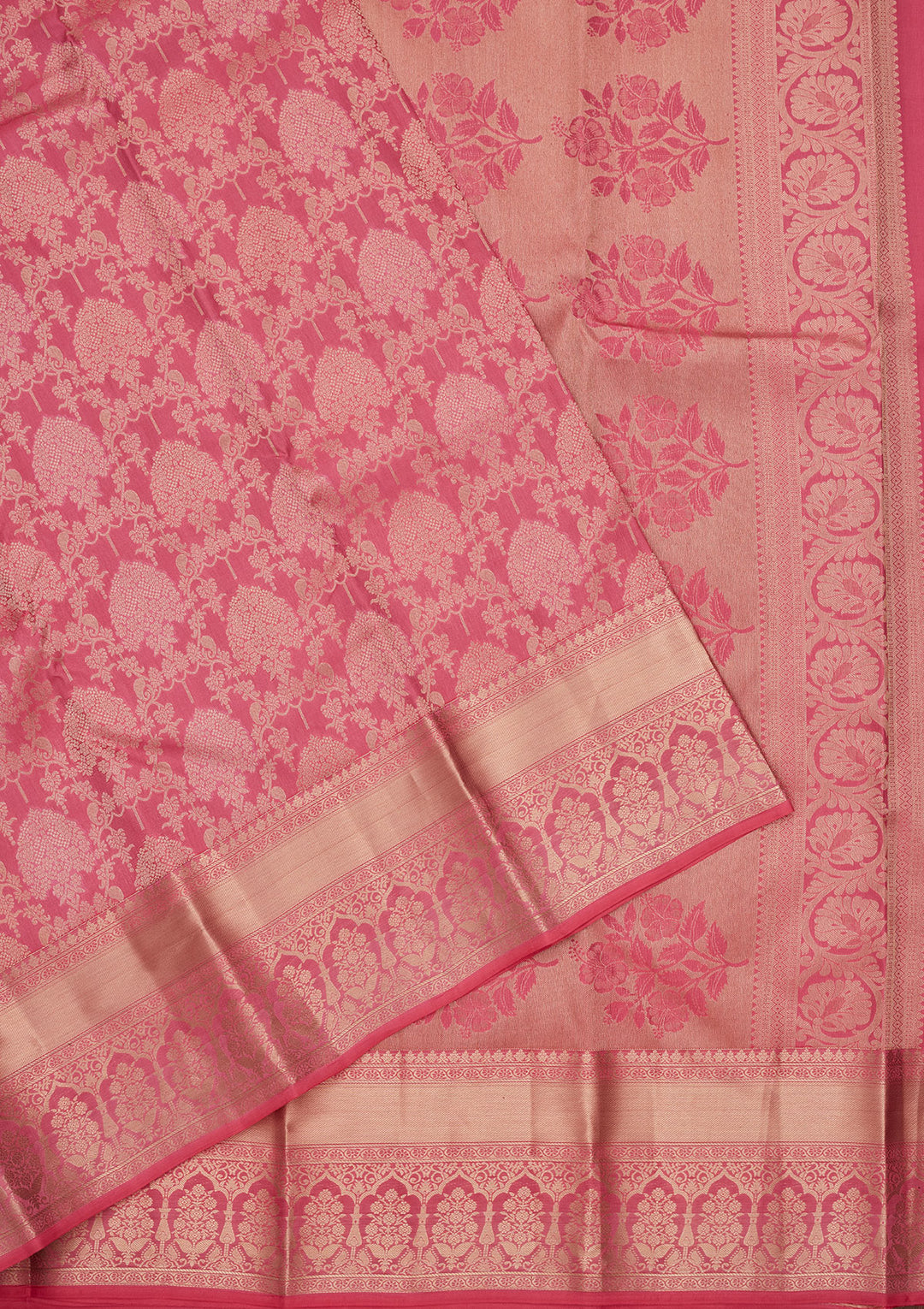 Onion Pink Silk Jaal Saree With Matching Blouse Piece