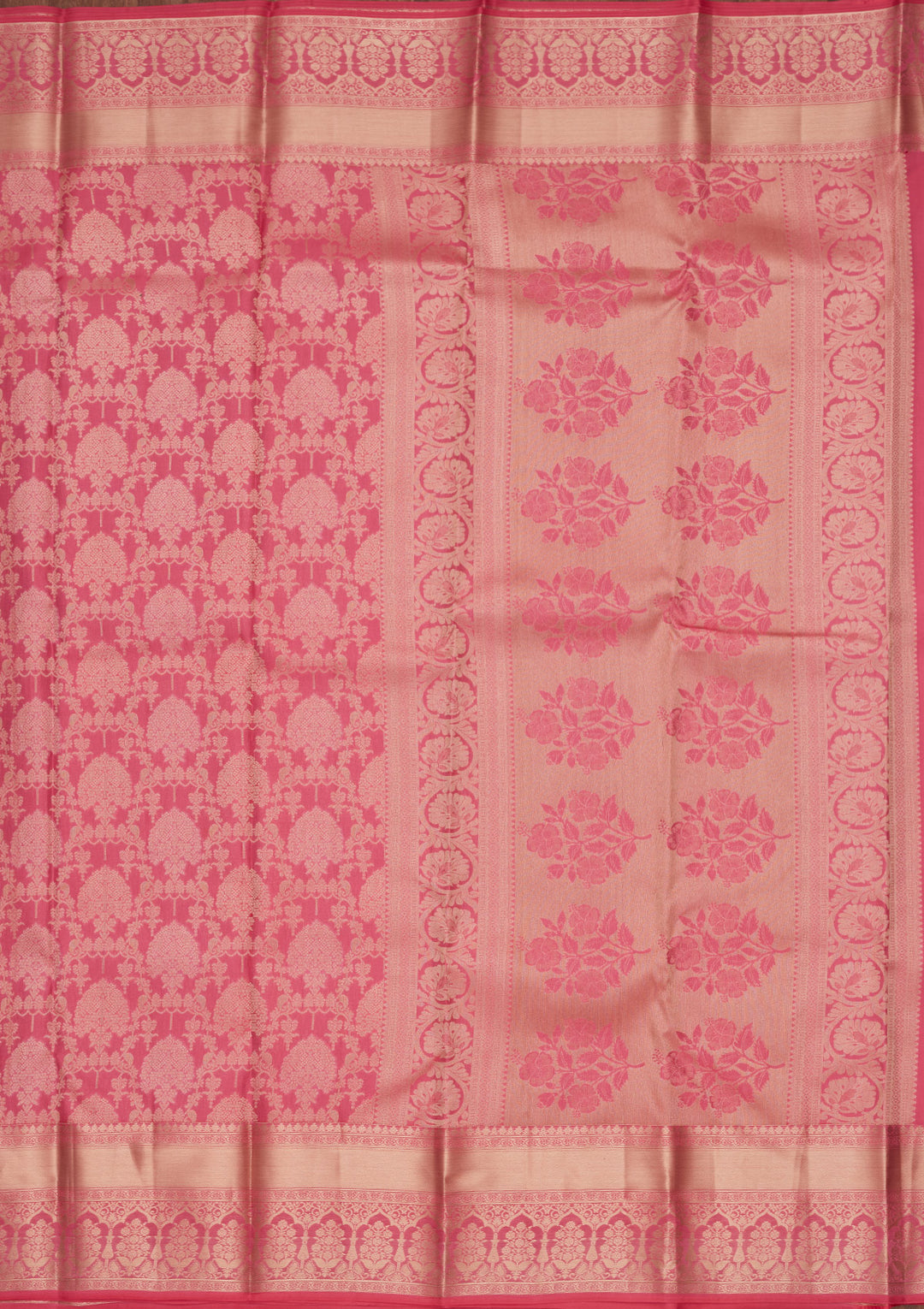Onion Pink Silk Jaal Saree With Matching Blouse Piece
