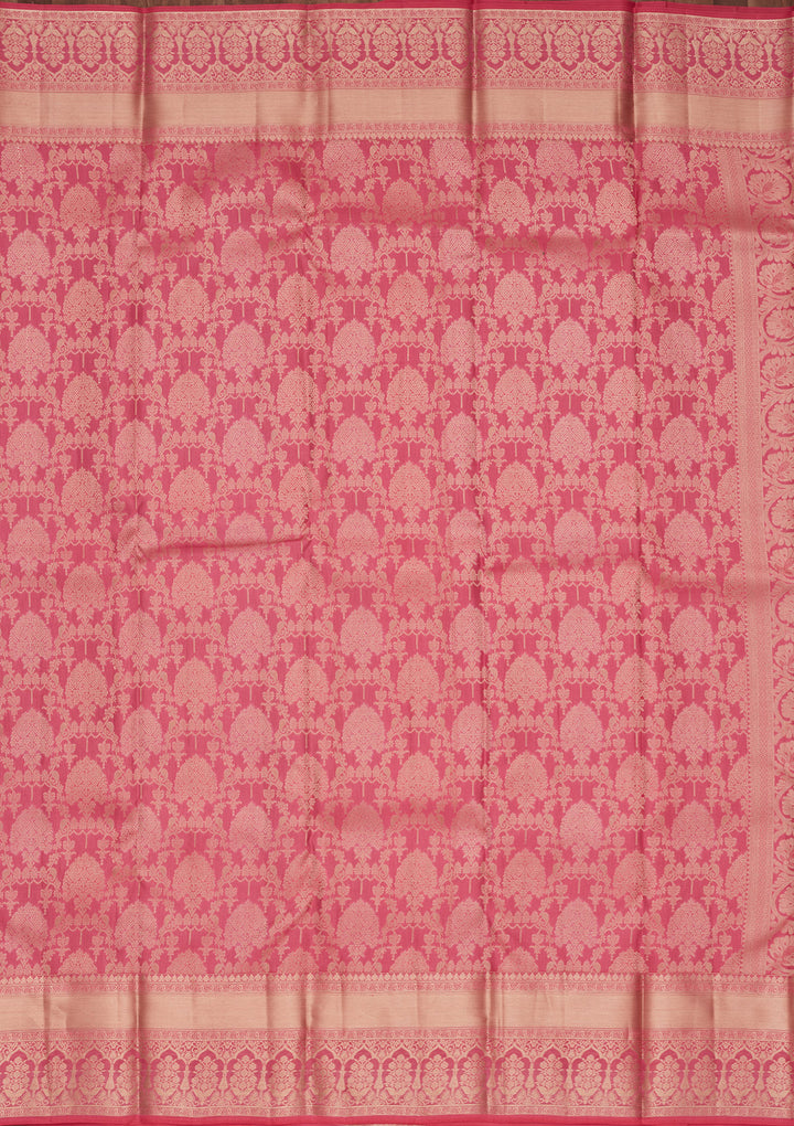 Onion Pink Silk Jaal Saree With Matching Blouse Piece