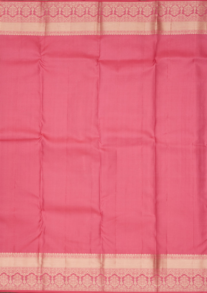Onion Pink Silk Jaal Saree With Matching Blouse Piece
