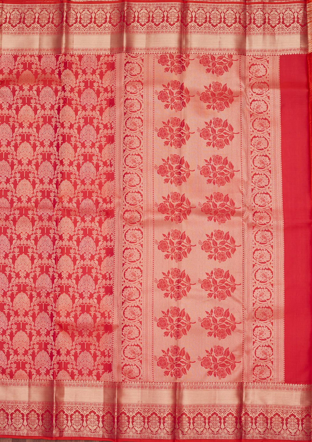Orange Pure Silk Jaal Zariwork Saree With Matching Blouse Piece