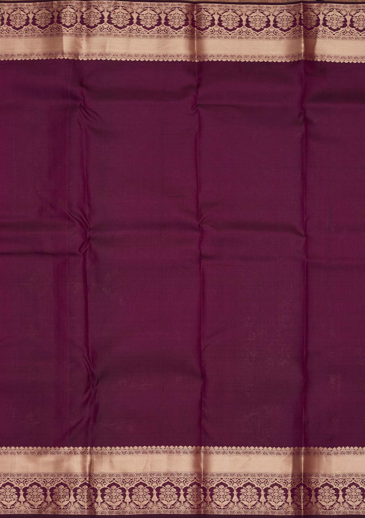 Purple Silk Jaal Saree With Matching Blouse Piece