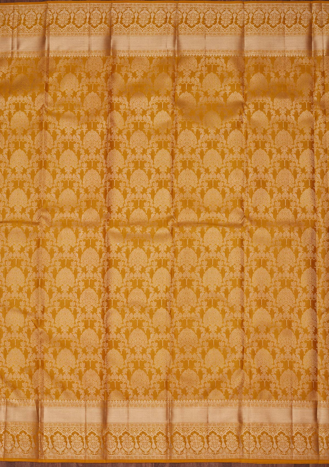 Yellow Pure Silk Jaal Zariwork Saree With Matching Blouse Piece