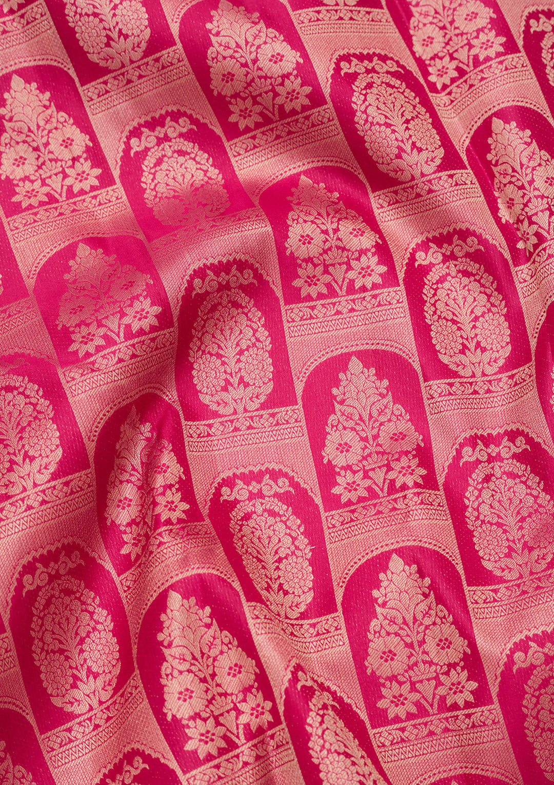 Rani Pink Silk Jaal Saree With Matching Blouse Piece