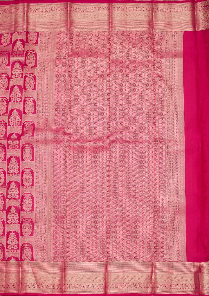 Rani Pink Silk Jaal Saree With Matching Blouse Piece