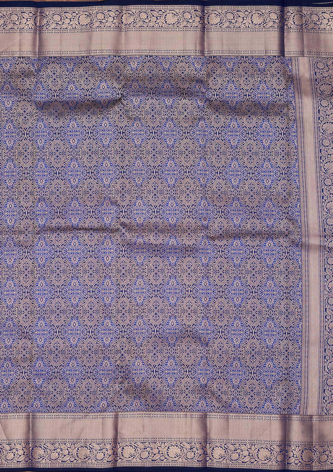 Royal Blue Pure Silk Jaal Zariwork Saree With Matching Blouse Piece
