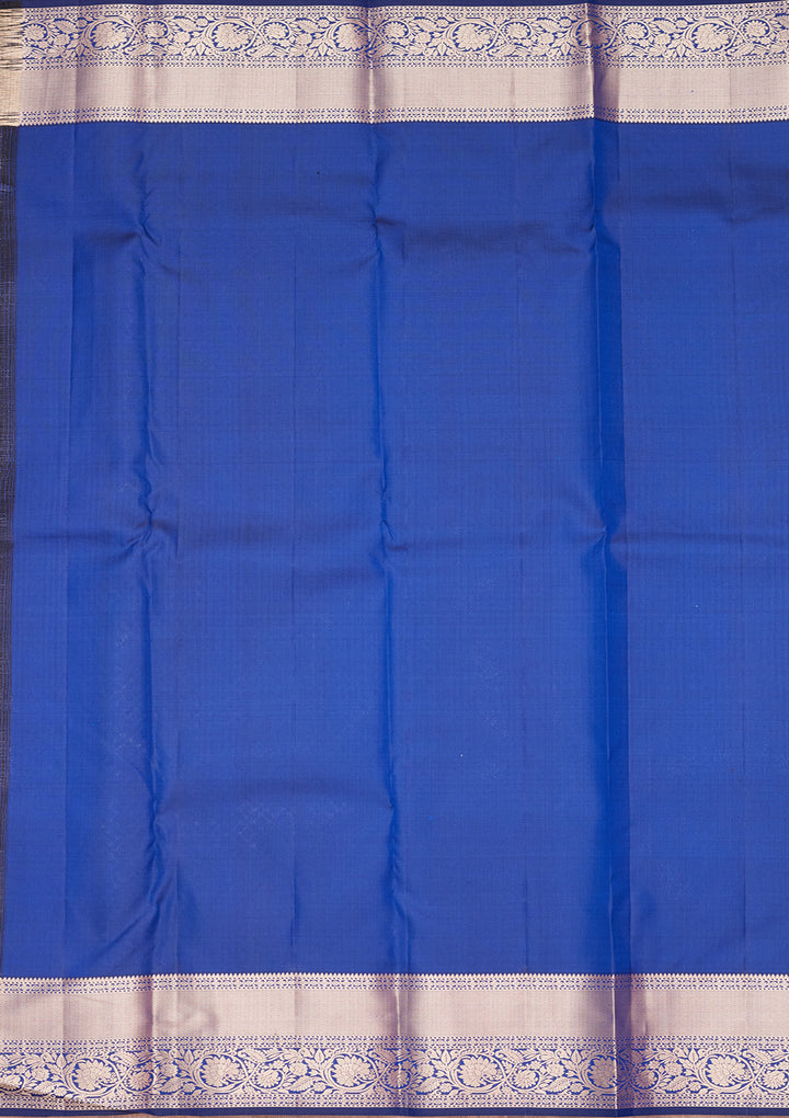 Royal Blue Pure Silk Jaal Zariwork Saree With Matching Blouse Piece