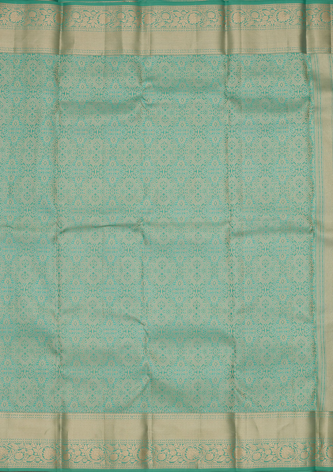 Sea Green Pure Silk Jaal Zariwork Saree With Matching Blouse Piece
