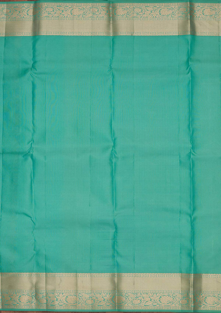 Sea Green Pure Silk Jaal Zariwork Saree With Matching Blouse Piece
