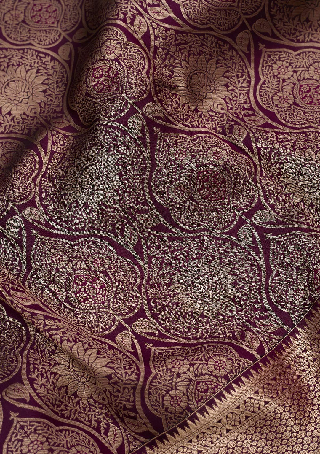 Purple Silk Jaal Silver Zariwork Saree With Matching Blouse Piece
