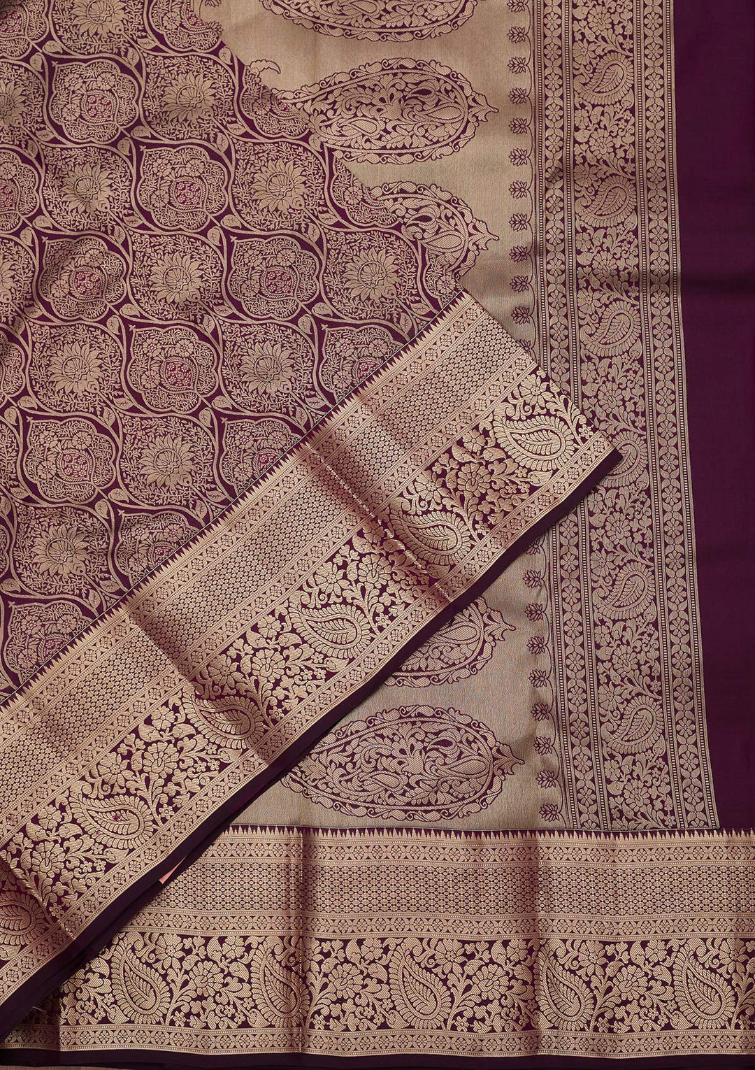 Purple Silk Jaal Silver Zariwork Saree With Matching Blouse Piece