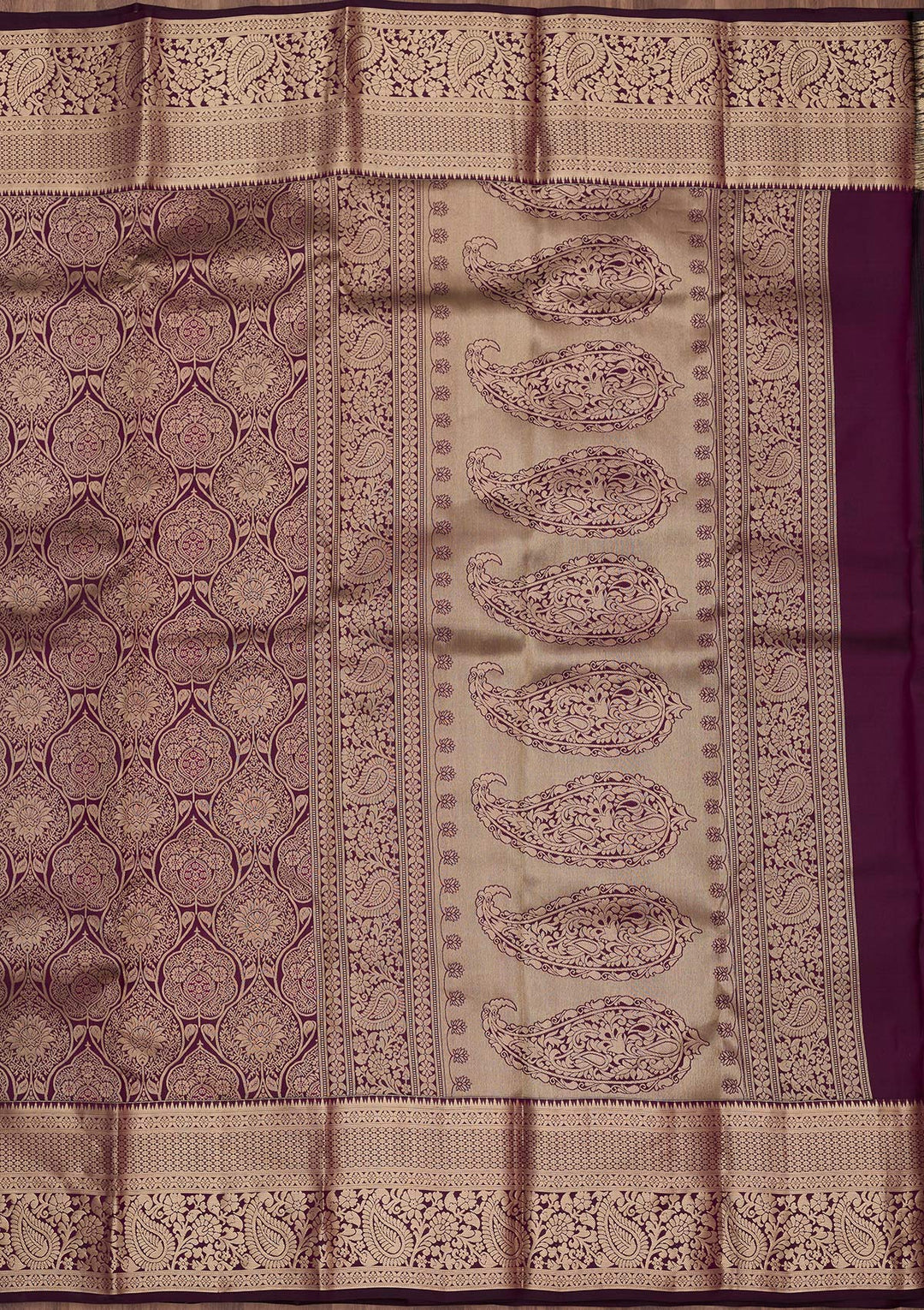 Purple Silk Jaal Silver Zariwork Saree With Matching Blouse Piece