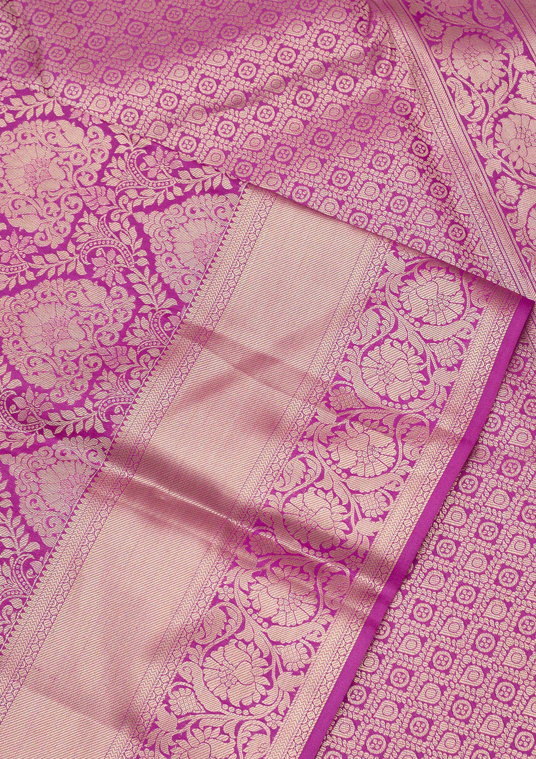 Lavender Pure Silk Jaal Gold Zariwork Saree With Matching Blouse Piece