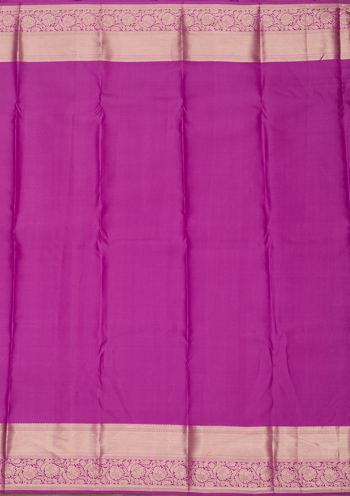 Lavender Pure Silk Jaal Gold Zariwork Saree With Matching Blouse Piece