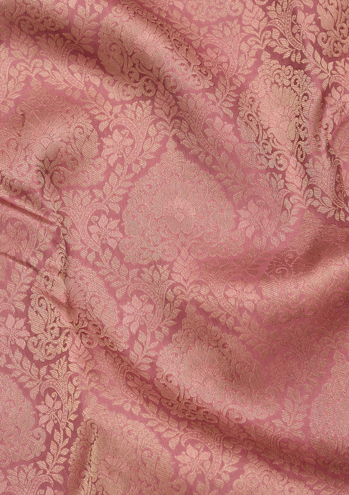Onion Pink Silk Jaal Saree With Matching Blouse Piece
