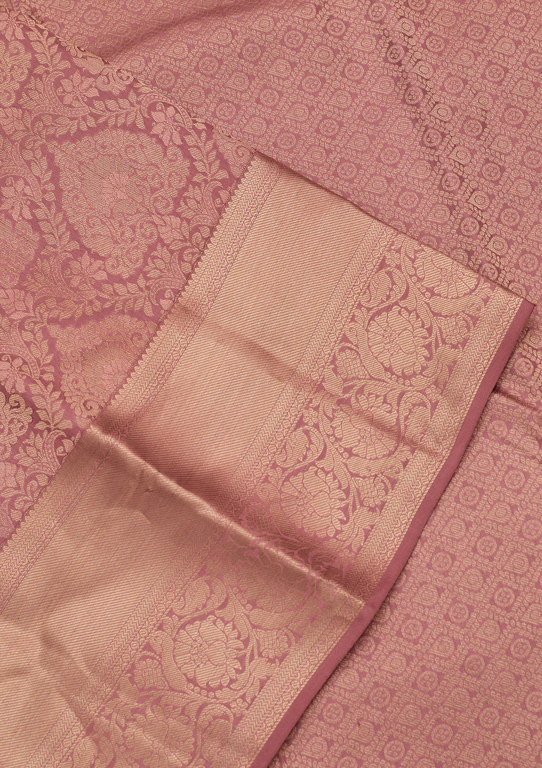 Onion Pink Silk Jaal Saree With Matching Blouse Piece