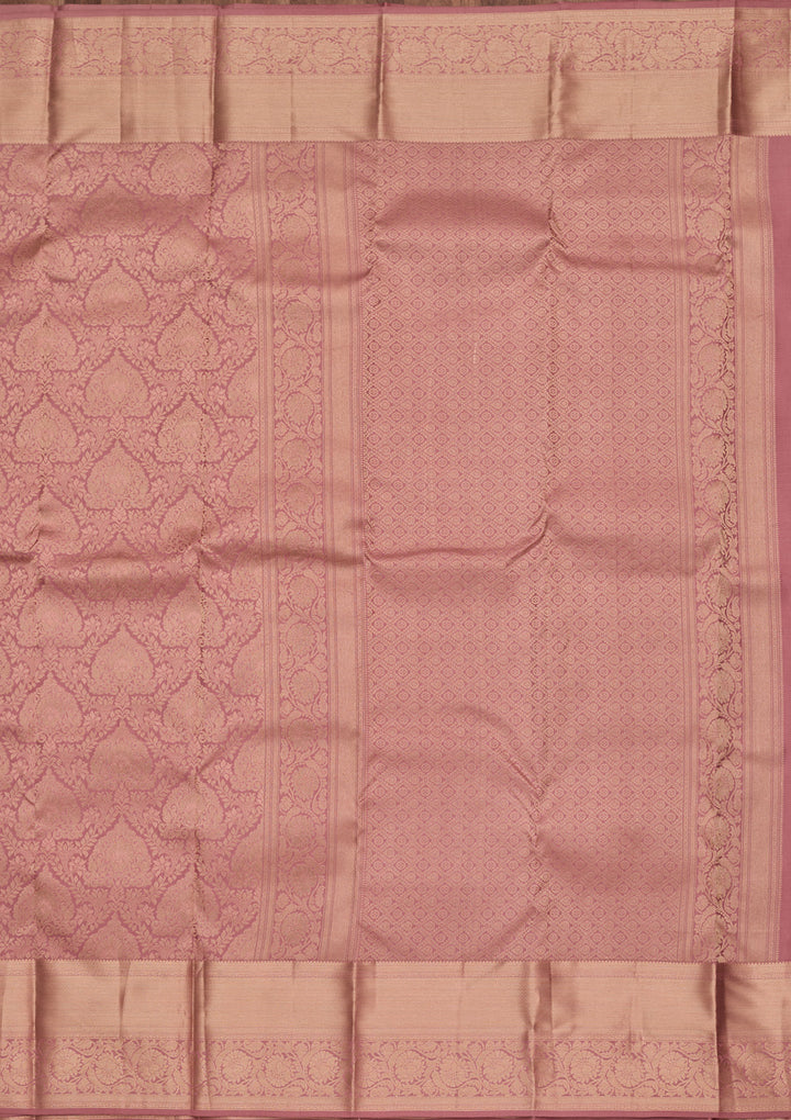 Onion Pink Silk Jaal Saree With Matching Blouse Piece