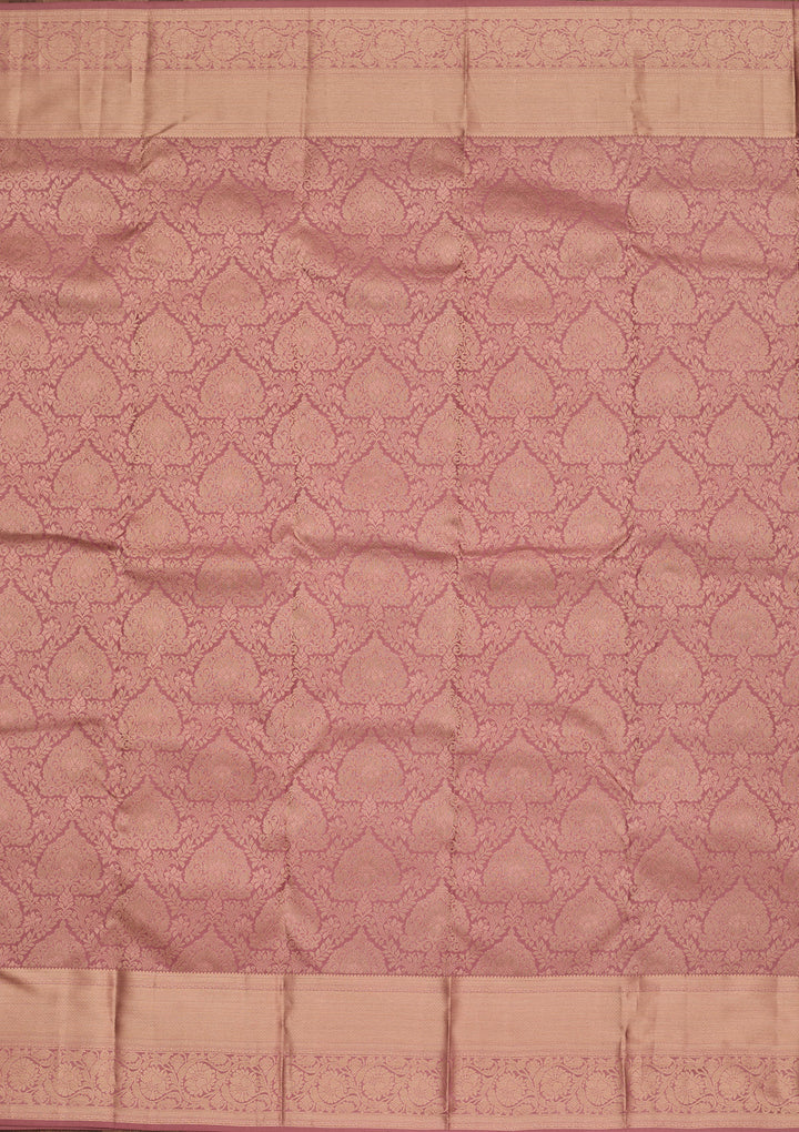 Onion Pink Silk Jaal Saree With Matching Blouse Piece