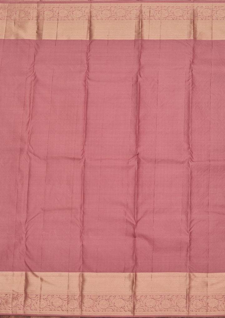 Onion Pink Silk Jaal Saree With Matching Blouse Piece