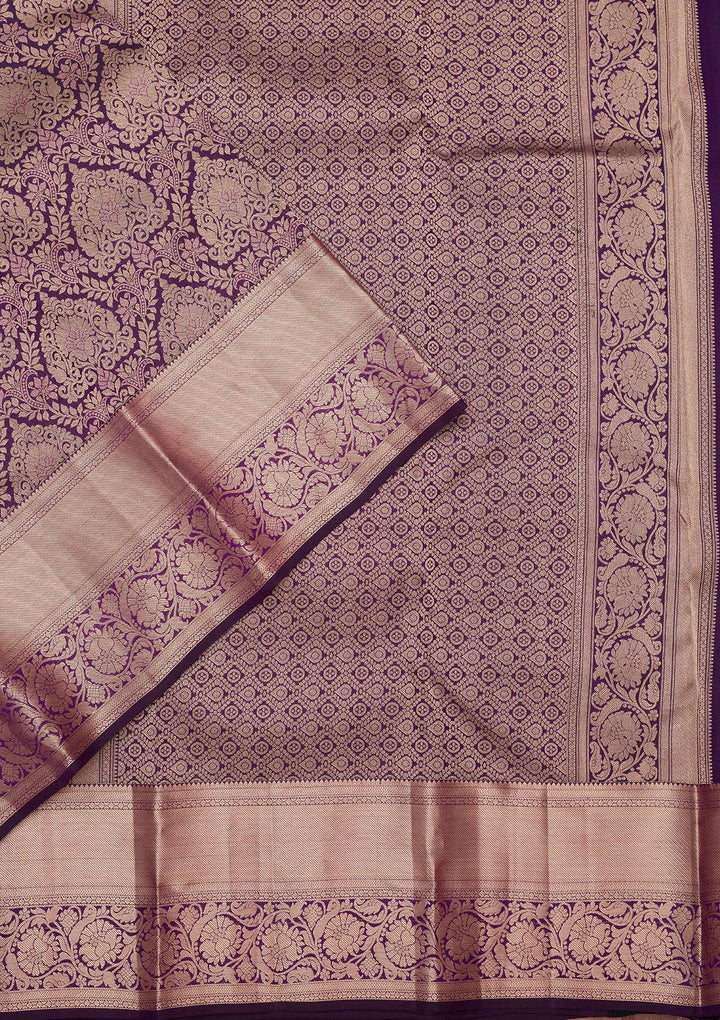 Purple Zariwork Pure Silk Saree
