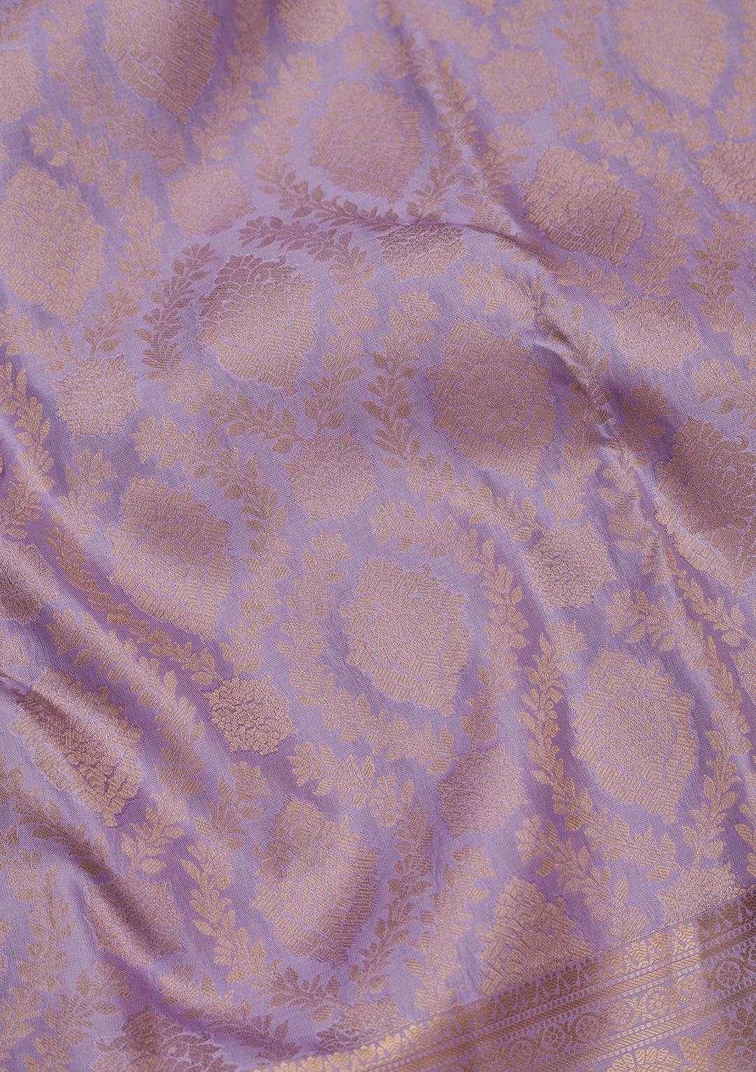 Lavender Silk Jaal Saree With Matching Blouse Piece