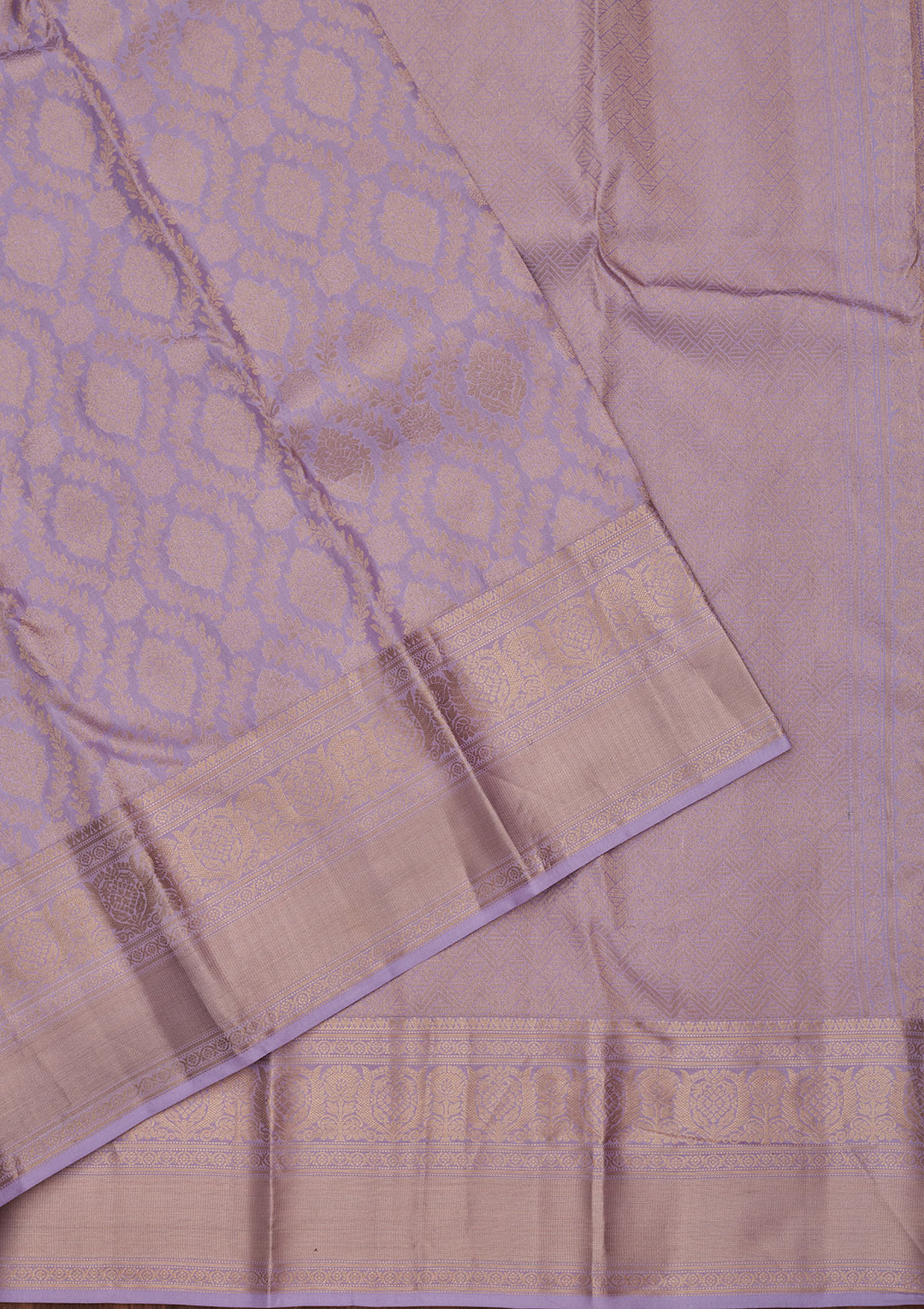 Lavender Silk Jaal Saree With Matching Blouse Piece