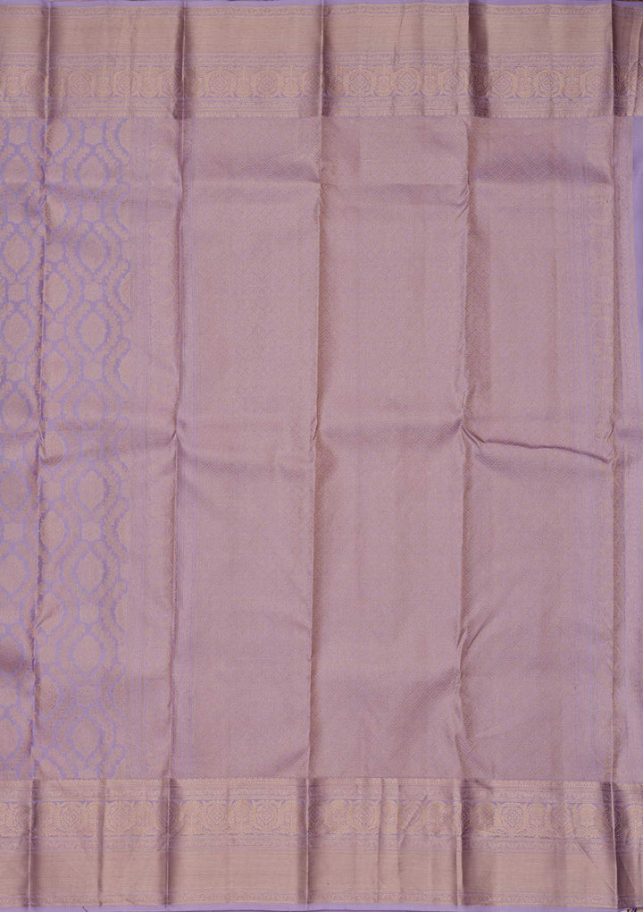 Lavender Silk Jaal Saree With Matching Blouse Piece