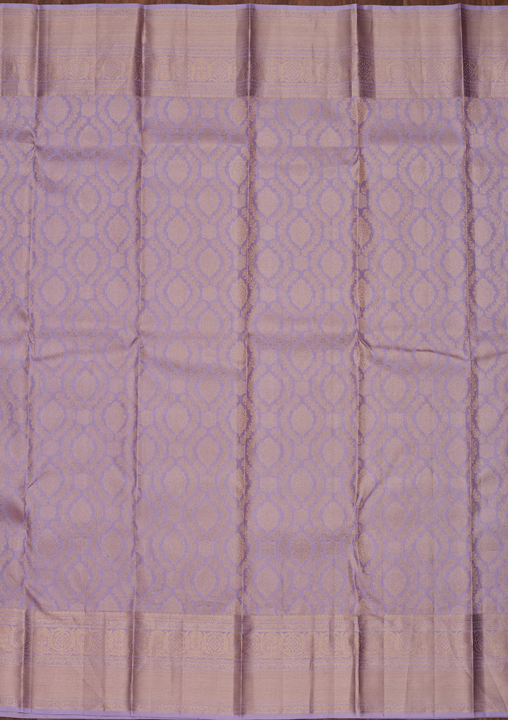 Lavender Silk Jaal Saree With Matching Blouse Piece