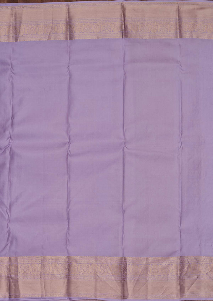 Lavender Silk Jaal Saree With Matching Blouse Piece