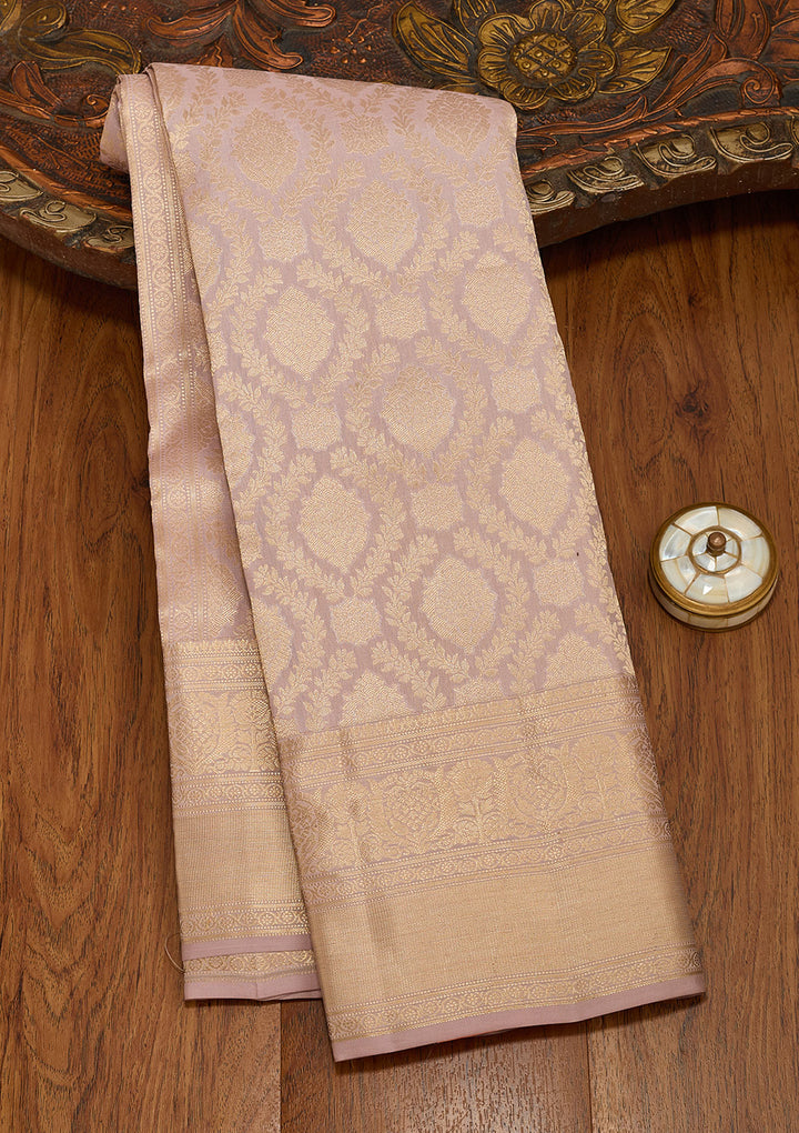 Mauve Silk Jaal Saree With Matching Blouse Piece