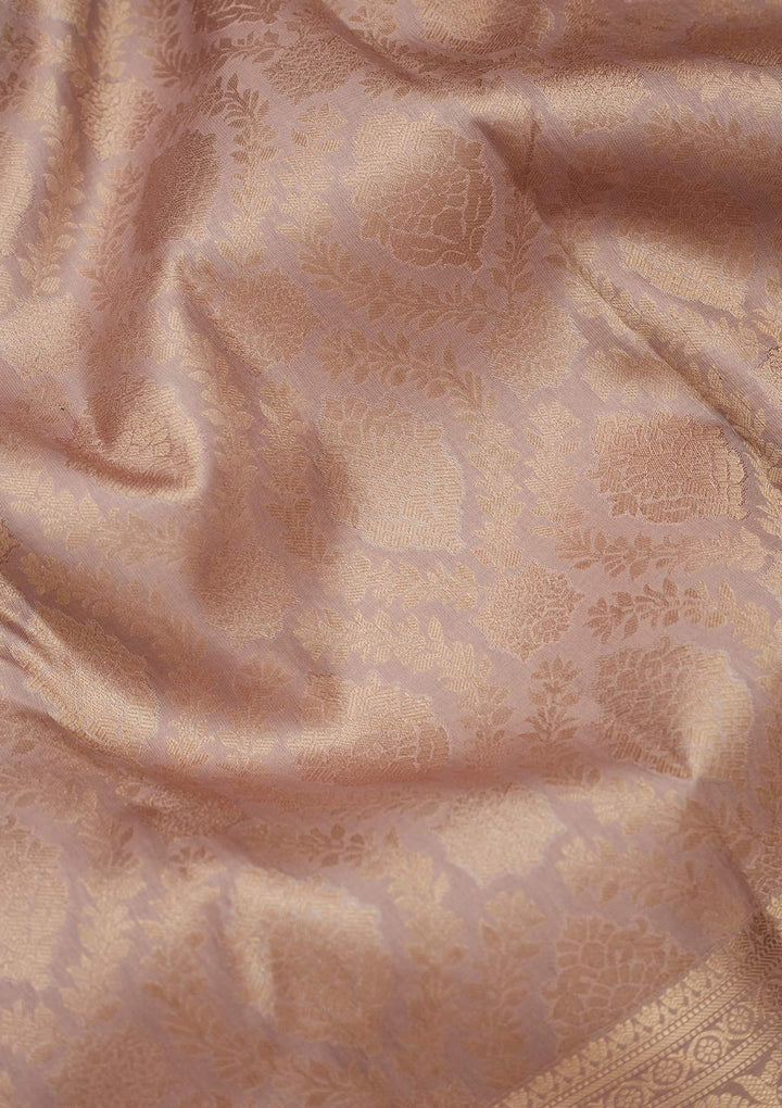 Mauve Silk Jaal Saree With Matching Blouse Piece
