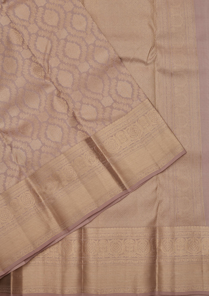 Mauve Silk Jaal Saree With Matching Blouse Piece