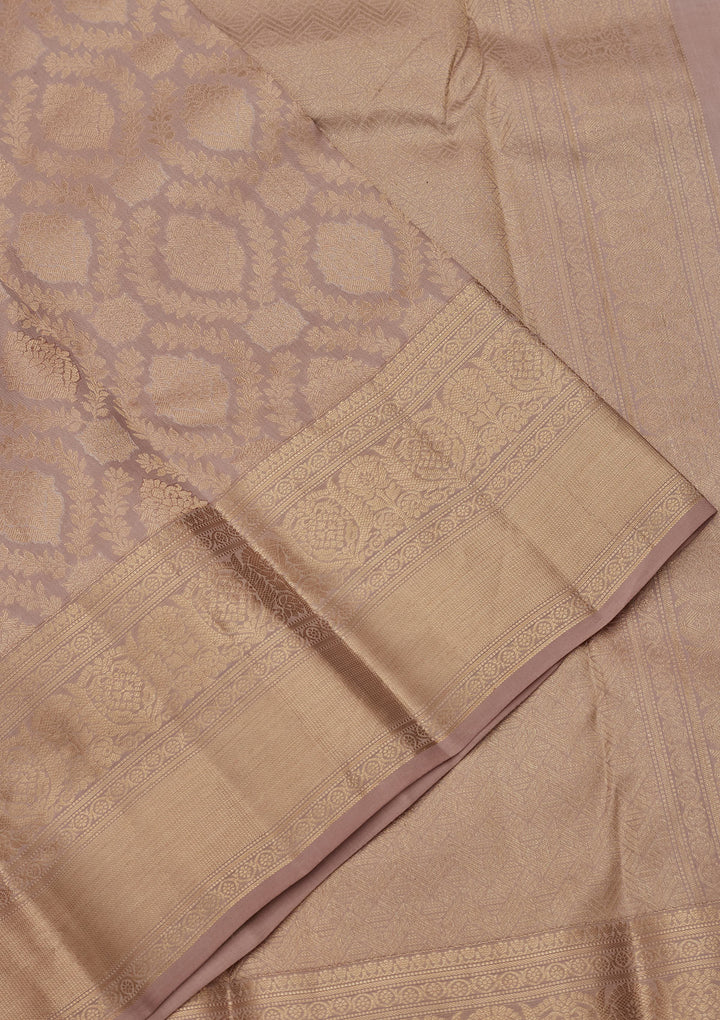 Mauve Silk Jaal Saree With Matching Blouse Piece