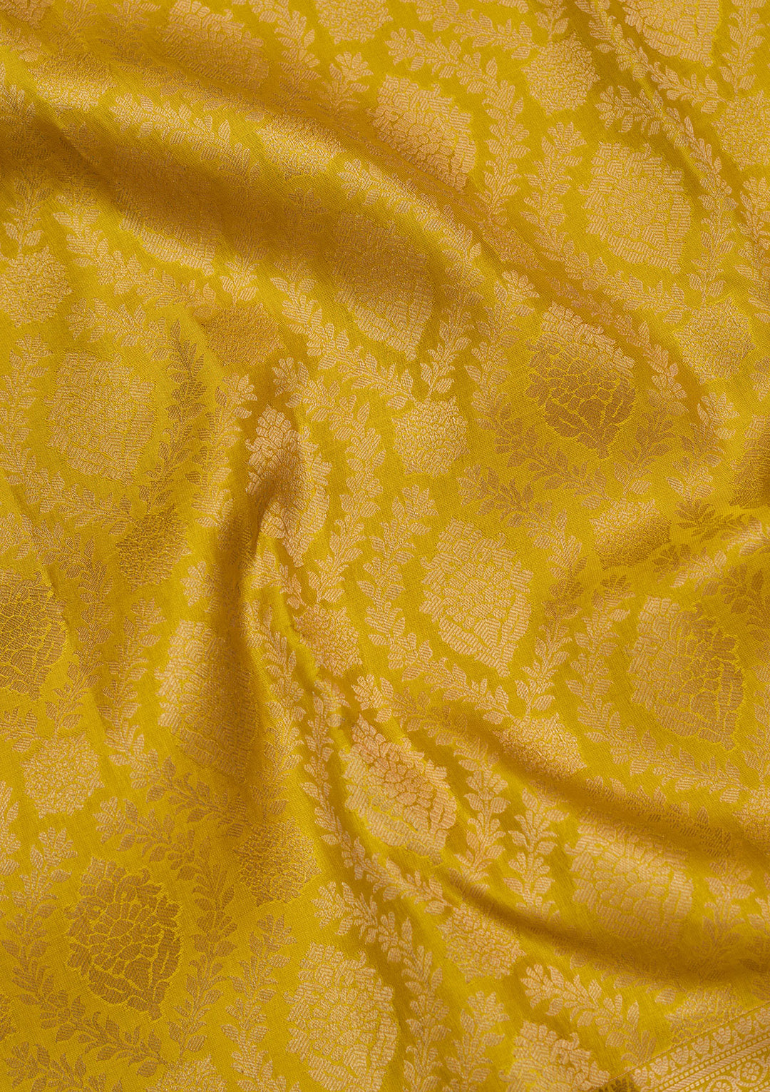 Yellow Pure Silk Jaal Zariwork Saree With Matching Blouse Piece