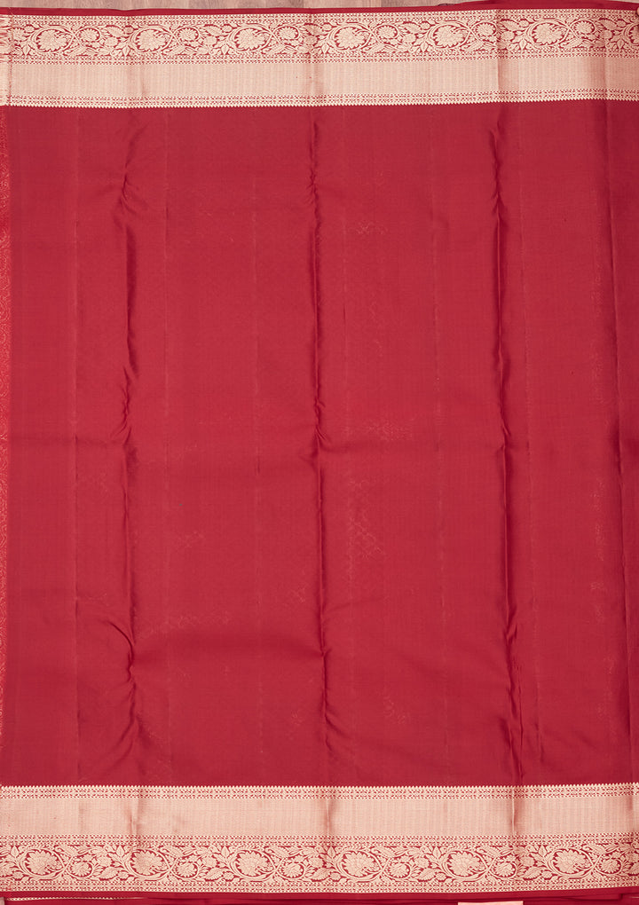 Maroon Silk Jaal Saree With Matching Blouse Piece