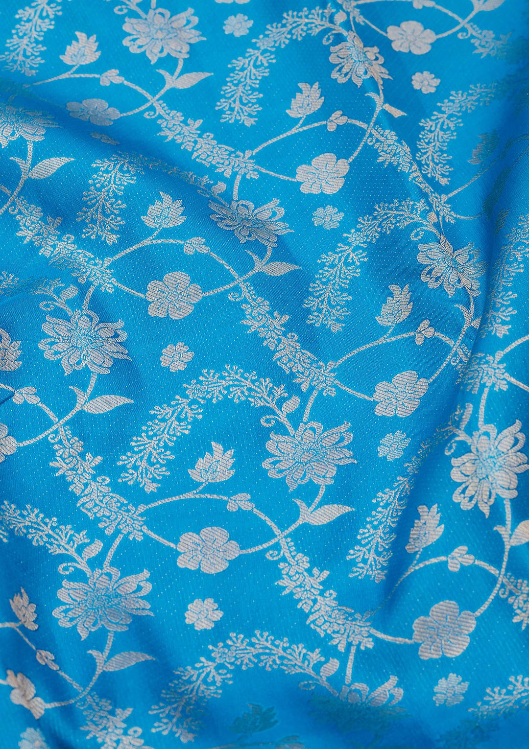 Turquoise Blue Silk Jaal Saree With Matching Blouse Piece