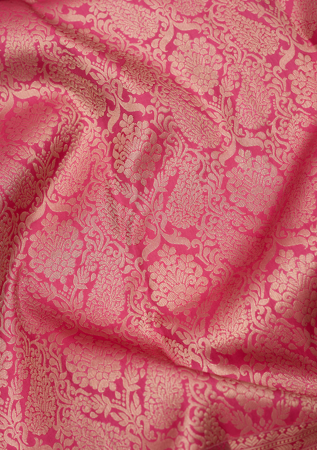 Pink Silk Jaal Silver Zariwork Saree With Matching Blouse Piece