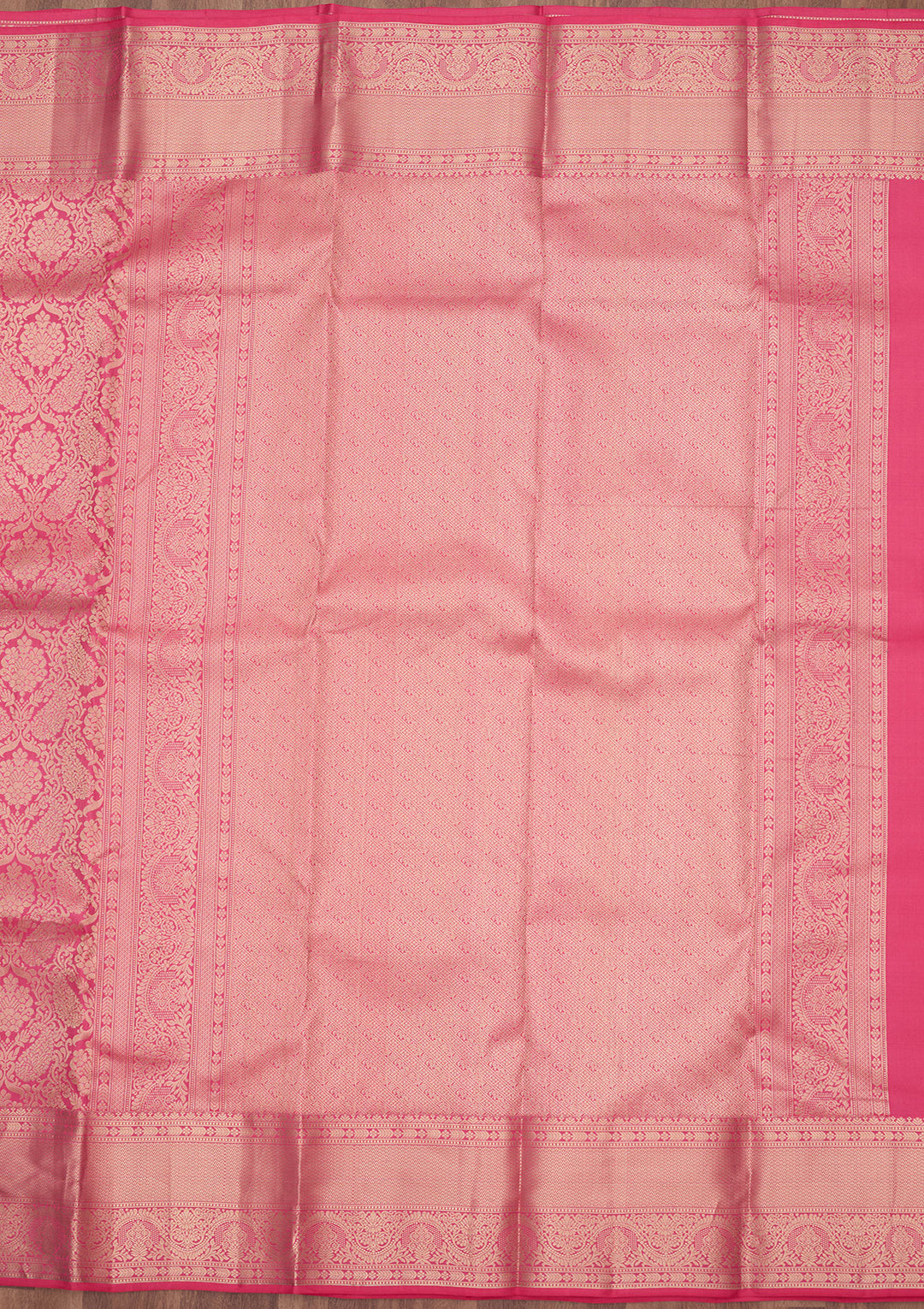 Pink Silk Jaal Silver Zariwork Saree With Matching Blouse Piece