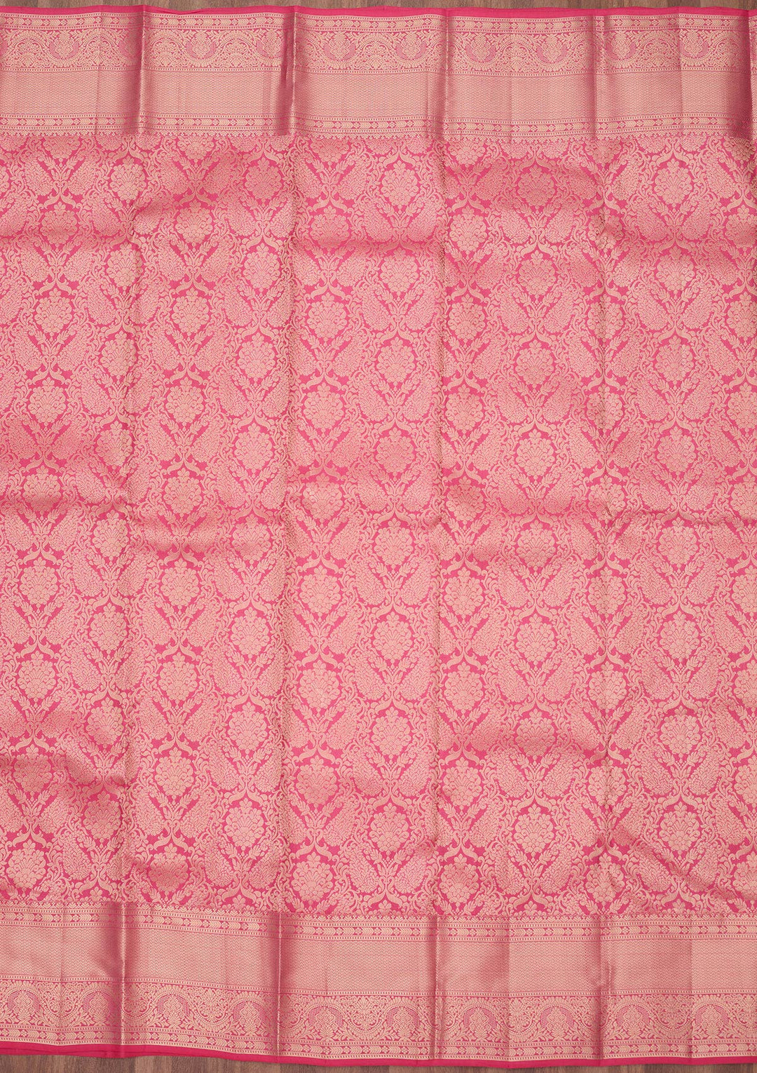 Pink Silk Jaal Silver Zariwork Saree With Matching Blouse Piece