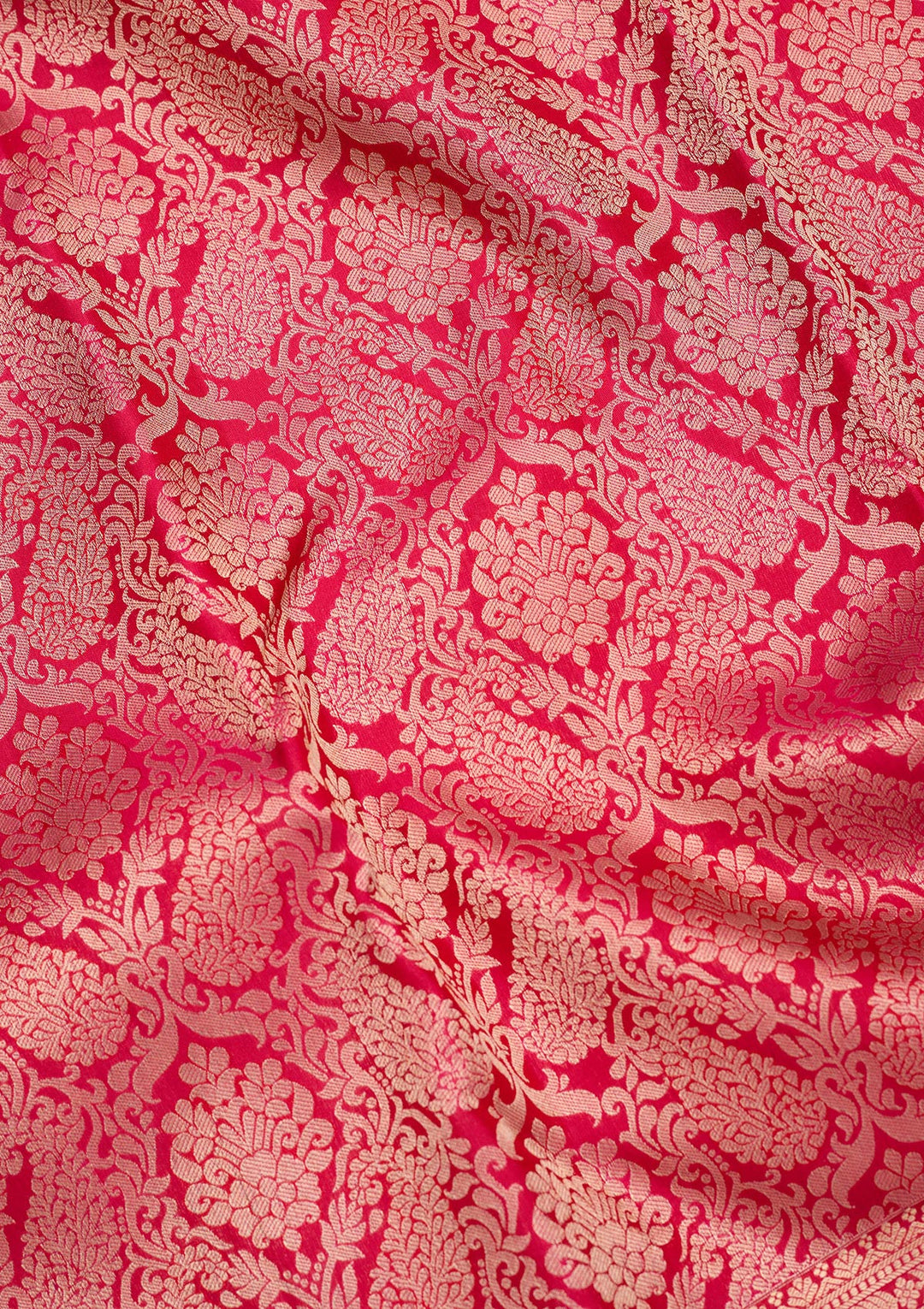 Rani Pink Silk Jaal Saree With Matching Blouse Piece