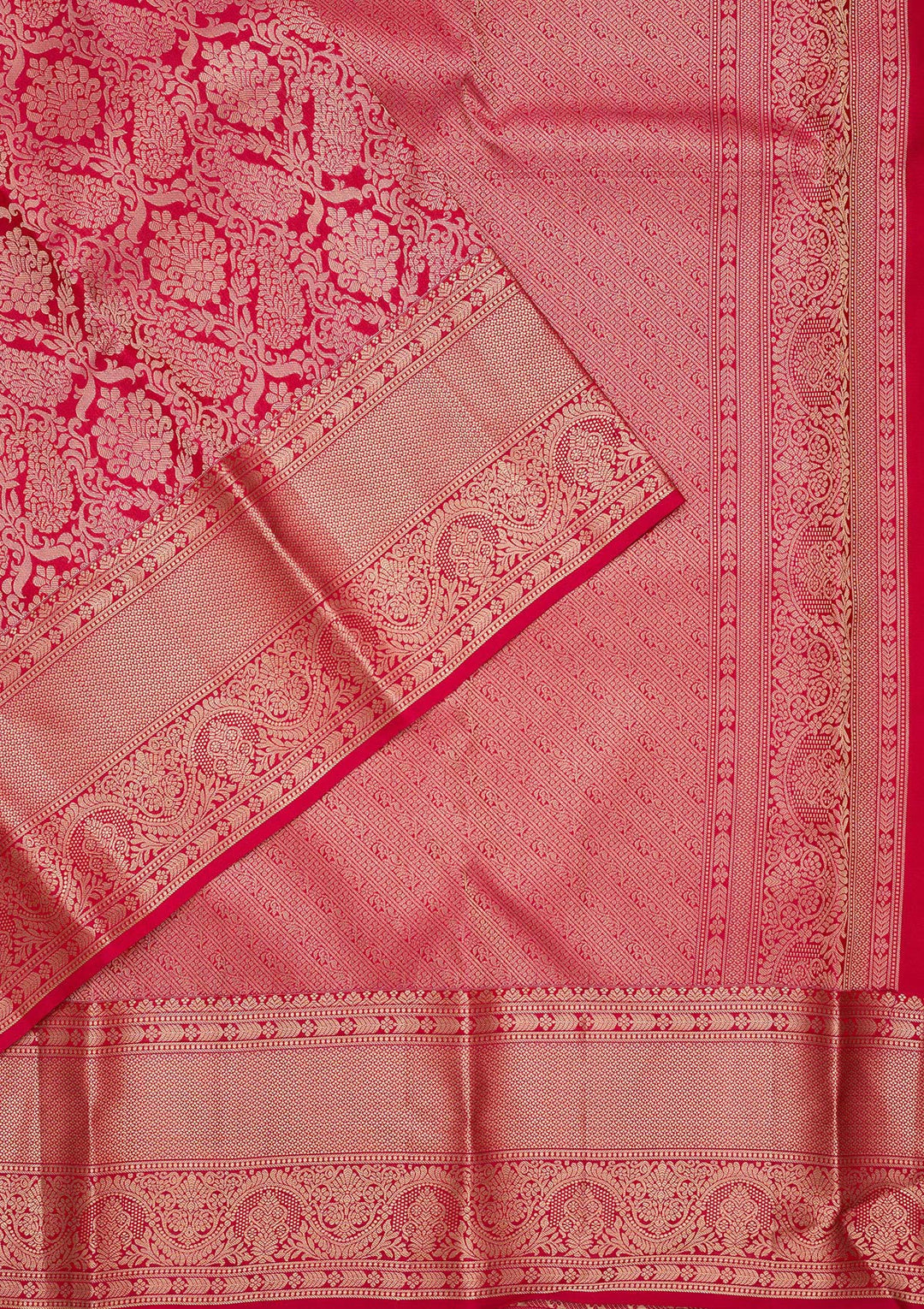 Rani Pink Silk Jaal Saree With Matching Blouse Piece