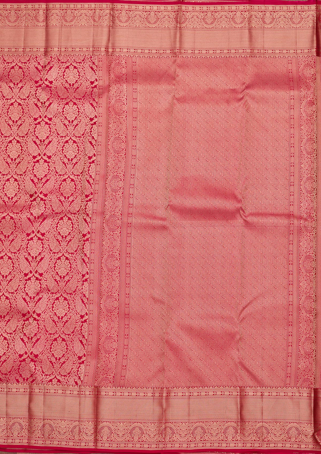 Rani Pink Silk Jaal Saree With Matching Blouse Piece