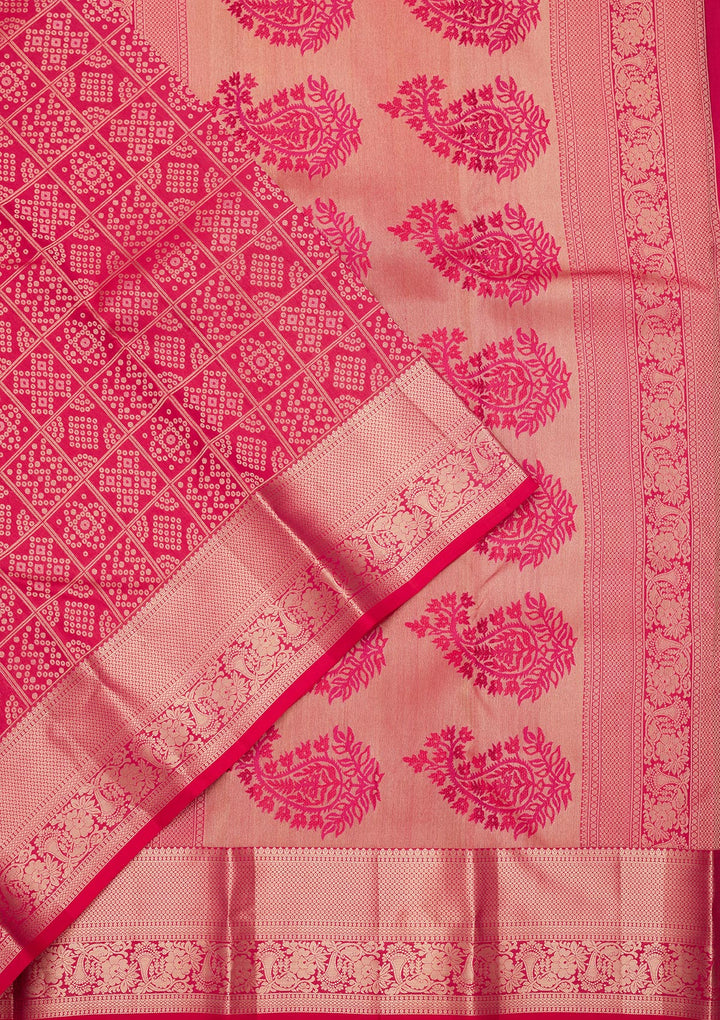 Rani Pink Zariwork Pure Silk Saree