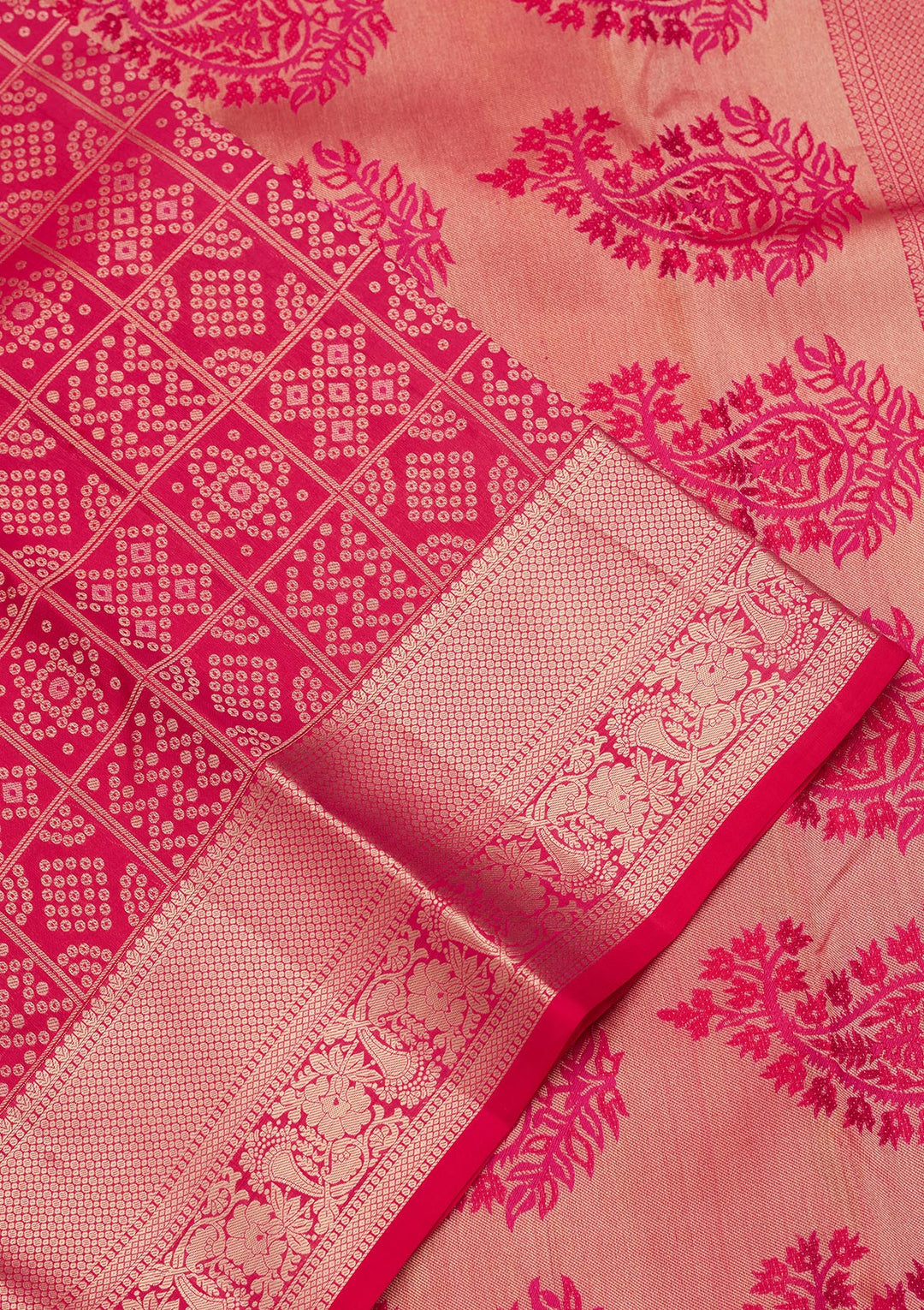 Rani Pink Zariwork Pure Silk Saree