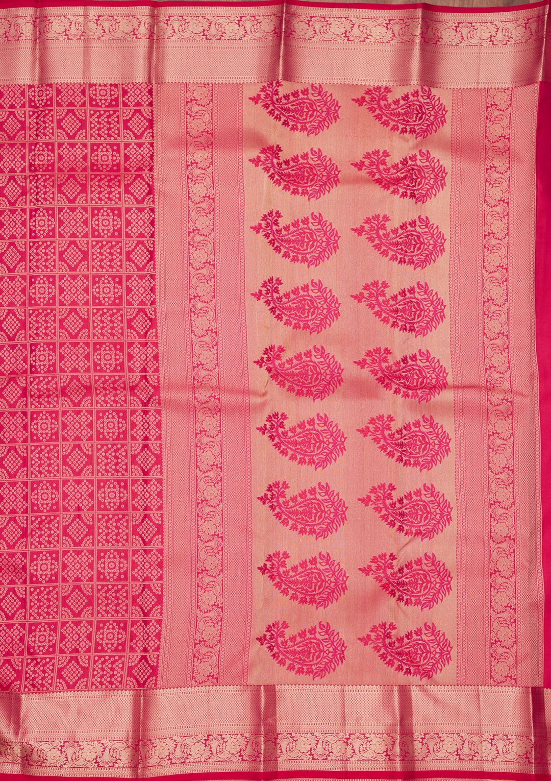 Rani Pink Zariwork Pure Silk Saree