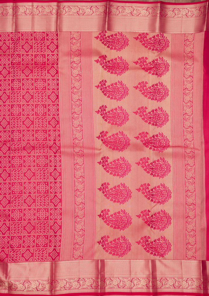 Rani Pink Zariwork Pure Silk Saree