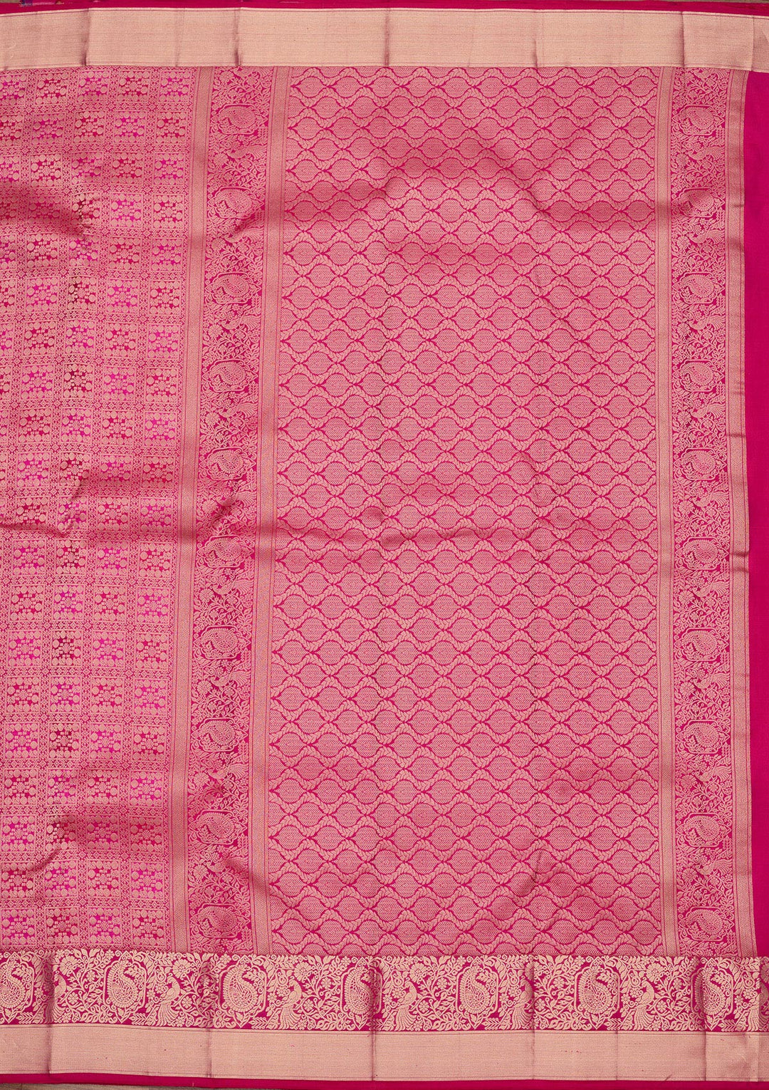 Magenta Pink Zariwork Pure Silk Saree