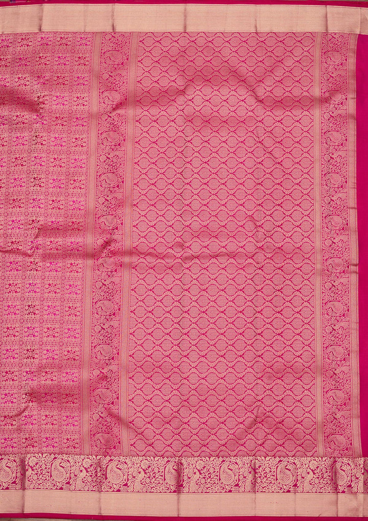 Magenta Pink Zariwork Pure Silk Saree