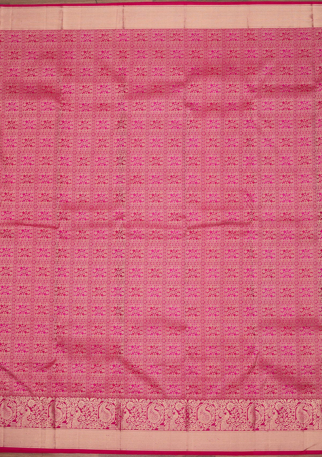 Magenta Pink Zariwork Pure Silk Saree