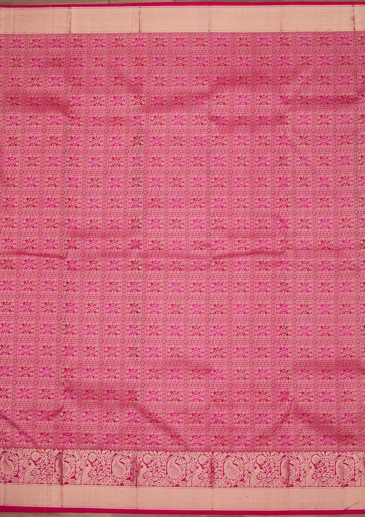 Magenta Pink Zariwork Pure Silk Saree